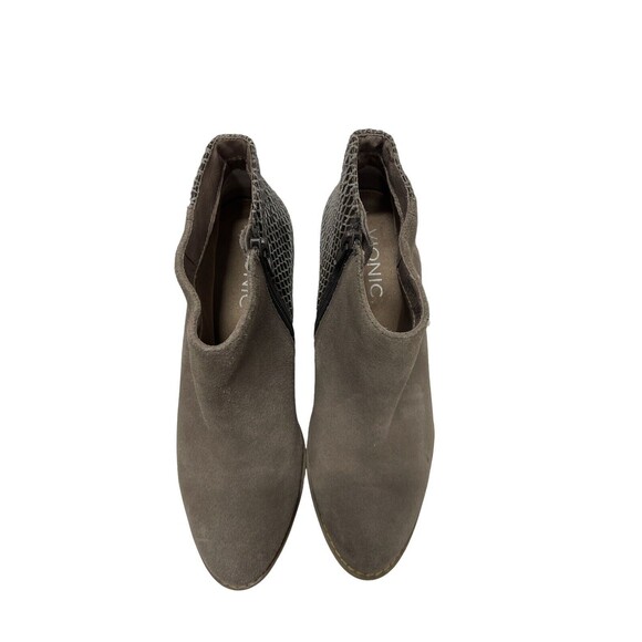 Vionic GREIGE Ankle Boots 322 BROMLEY Suede Faux Snake Size 6 TAN Booties - Picture 6 of 10
